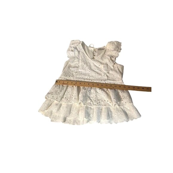 Skies Are Blue Eyelet Lace Ruffle Sleeveless Cotton Peplum Top XS Women's Ivory - Picture 8 of 10